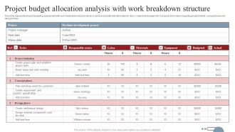 Project Budget Allocation Analysis With Work Breakdown Structure Inspiration PDF