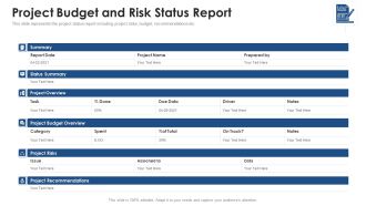Project Budget And Risk Status Report Ppt PowerPoint Presentation File Show PDF
