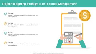 Project Budgeting Strategy Icon In Scope Management Pictures PDF