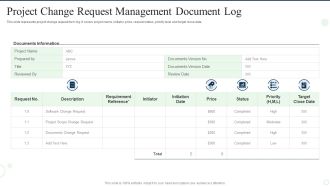 Project Change Request Management Document Log Structure PDF