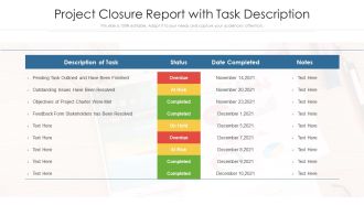 Project Closure Report With Task Description Ppt Information PDF