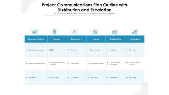 Project Communications Plan Outline With Distribution And Escalation Ppt PowerPoint Presentation File Graphics PDF