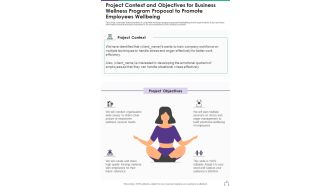 Project Context And Objectives Business Wellness Program Proposal To Promote One Pager Sample Example Document