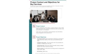 Project Context And Objectives For Buy Services One Pager Sample Example Document