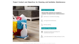 Project Context And Objectives For Cleaning And Sanitation Maintenance Ppt PowerPoint Presentation Summary Picture