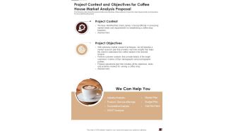Project Context And Objectives For Coffee House Market Analysis Proposal One Pager Sample Example Document