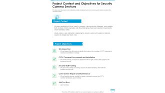 Project Context And Objectives For Security Camera Services One Pager Sample Example Document