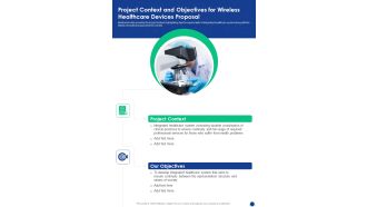 Project Context And Objectives For Wireless Healthcare Devices Proposal One Pager Sample Example Document