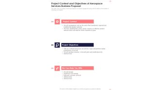 Project Context And Objectives Of Aerospace Services Business Proposal One Pager Sample Example Document