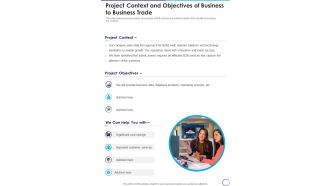 Project Context And Objectives Of Business To Business Trade One Pager Sample Example Document