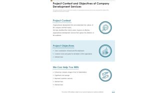 Project Context And Objectives Of Company Development Services One Pager Sample Example Document
