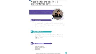 Project Context And Objectives Of Customer Service Center One Pager Sample Example Document