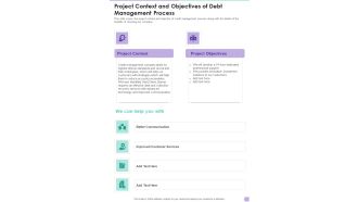 Project Context And Objectives Of Debt Management Process One Pager Sample Example Document