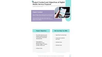 Project Context And Objectives Of Digital Media Service Proposal One Pager Sample Example Document