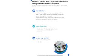 Project Context And Objectives Of Product Inauguration Occasion Proposal One Pager Sample Example Document