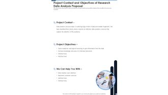 Project Context And Objectives Of Research Data Analysis Proposal One Pager Sample Example Document