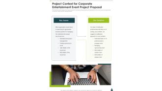 Project Context For Corporate Entertainment Event Project Proposal One Pager Sample Example Document