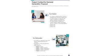 Project Context For Demand Generation Proposal One Pager Sample Example Document