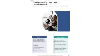 Project Context For Pr Services Contract Proposal One Pager Sample Example Document