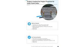 Project Context For Project Proposal For Solar Panel Sales One Pager Sample Example Document