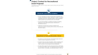 Project Context For Recreational Event Proposal One Pager Sample Example Document