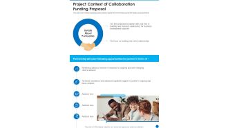 Project Context Of Collaboration Funding Proposal One Pager Sample Example Document