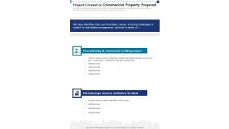 Project Context Of Commercial Property Proposal One Pager Sample Example Document