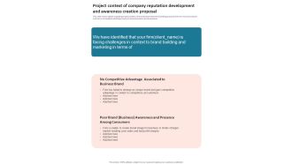 Project Context Of Company Reputation Development And Awareness Creation One Pager Sample Example Document