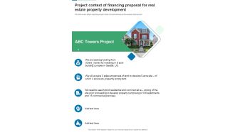 Project Context Of Financing Proposal For Real Estate Property Development One Pager Sample Example Document