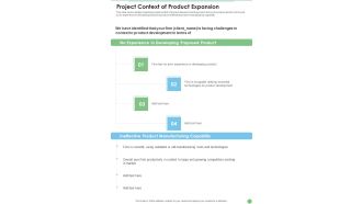 Project Context Of Product Expansion One Pager Sample Example Document