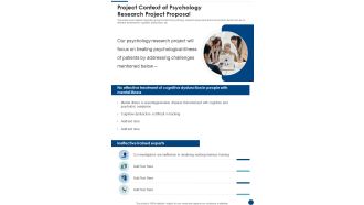 Project Context Of Psychology Research Project Proposal One Pager Sample Example Document