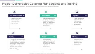 Project Deliverables Covering Plan Logistics And Training Ppt Show Slide PDF