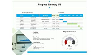 Project Deliverables Outline Progress Summary Design Ppt Pictures Icons PDF