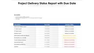 Project Delivery Status Report With Due Date Ppt PowerPoint Presentation File Summary PDF