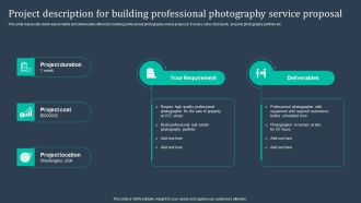 Project Description For Building Professional Photography Service Proposal Graphics PDF
