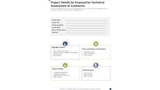 Project Details For Proposal For Technical Assessment Of Contractor One Pager Sample Example Document