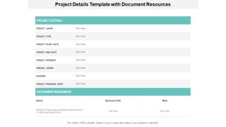 Project Details Template With Document Resources Ppt PowerPoint Presentation Professional Slides