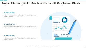 Project Efficiency Status Dashboard Icon With Graphs And Charts Demonstration PDF