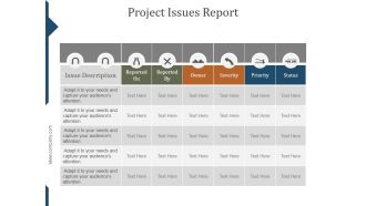 Project Issues Report Ppt PowerPoint Presentation Slide Download