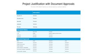 Project Justification With Document Approvals Ppt PowerPoint Presentation Gallery Inspiration PDF