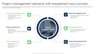 Project Management Elements With Requirement And Cost Plan Introduction PDF
