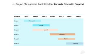 Project Management Gantt Chart For Concrete Sidewalks Proposal Ppt PowerPoint Presentation Slide Download