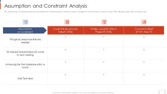 Project Management Modelling Techniques IT Assumption And Constraint Analysis Rules PDF