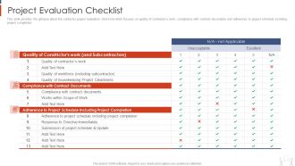 Project Management Modelling Techniques IT Project Evaluation Checklist Information PDF