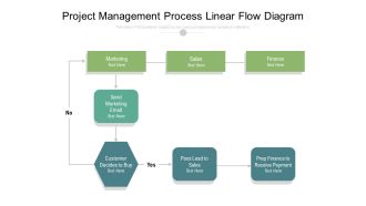 Project Management Process Linear Flow Diagram Ppt PowerPoint Presentation Ideas Themes PDF