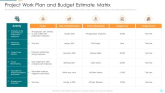 Project Management Professional Documentation Requirements It Project Work Plan And Budget Estimate Matrix Brochure PDF