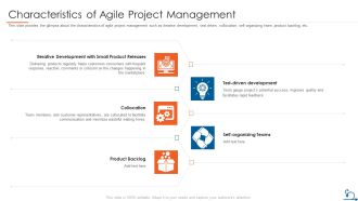 Project Management Through Agile Approach Characteristics Of Agile Project Management Icons PDF