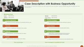 Project Management Under Supervision Case Description With Business Opportunity Summary PDF