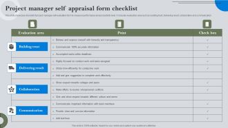 Project Manager Self Appraisal Form Checklist Structure PDF