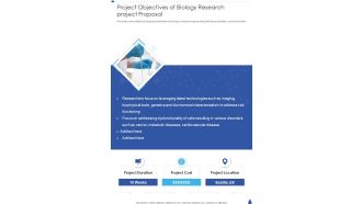 Project Objectives Of Biology Research Project Proposal One Pager Sample Example Document